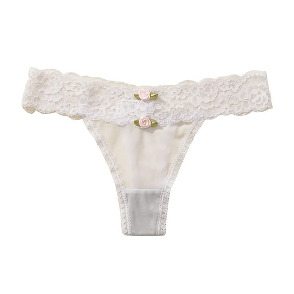 Fiaer,Lace Sexy Brazilian Thong for Women,Womens Mid Rise Hollow out Panties Breathable Comfy Underwear Lightweight Stretch Briefs Fashion Underpants White S