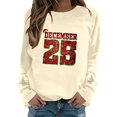 thumbnail image 1 of Fiaer Ladies Sweatshirts Christmas Sequin Letter Graphic Crew Neck Pullover Plus Size Long Sleeve Baggy Xmas Tops Beige M, 1 of 6