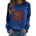 thumbnail image 1 of Fiaer Ladies Sweatshirts Christmas Sequin Letter Graphic Crew Neck Pullover Plus Size Long Sleeve Baggy Xmas Tops Dark Blue M, 1 of 6