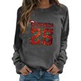 thumbnail image 1 of Fiaer Ladies Sweatshirts Christmas Sequin Letter Graphic Crew Neck Pullover Plus Size Long Sleeve Baggy Xmas Tops Grey L, 1 of 6