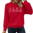thumbnail image 1 of Fiaer Ladies Sweatshirts Christmas Tree Crew Neck Pullover Long Sleeve Baggy Plus Size Fashion Xmas Tops Red S, 1 of 6