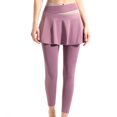 thumbnail image 1 of Fiaer Leggings for Women with Skirt High Waisted Athletic Flowy Skirted Pants Plus Size Slim Fit Solid Color Trousers Purple XL, 1 of 5