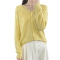 thumbnail image 1 of Fiaer Lightweight Knit Cardigan Sweaters for Women Cozy V-Neck Long Sleeve Button Down Casual Tops Yellow XL, 1 of 5