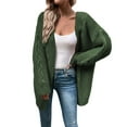 thumbnail image 1 of Fiaer Long Cardigan Sweaters For Women Long Sleeve Solid Loose Fit Casual Trendy Open Front Knitted Tops Green L, 1 of 8