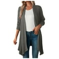 thumbnail image 1 of Fiaer Long Cardigans Sweaters for Women Plus Size Lightweight Long Sleeve Solid Asymmetric Hem Front Open Tops Grey L, 1 of 6