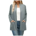 thumbnail image 1 of Fiaer Long Cardigans Sweaters for Women Plus Size Long Sleeve Solid Color Lightweight Fashion Open Front Tops with Pockets Army Green XXL, 1 of 4