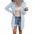 thumbnail image 1 of Fiaer Long Cardigans Sweaters for Women with Pocket Long Sleeve Plus Size V Neck Lightweight Fashion Knit Tops Light Blue S, 1 of 8