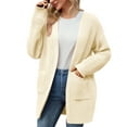thumbnail image 1 of Fiaer Long Knit Cardigan Sweaters For Women Winter Fall Trendy Open Front Cozy Warm Casual Loose Fit Long Sleeve Tops With Pockets Beige L, 1 of 5