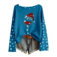 thumbnail image 1 of Fiaer Long Sleeve Shirts for Women Christmas Fall Plus Size Xmas T Shirts Wine Glass Snowflake Fashion Tshirts Loose Fit Casual Holiday Tops Blue L, 1 of 3