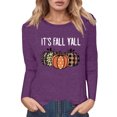 thumbnail image 1 of Fiaer,Long Sleeve Tshirt Halloween T-Shirt for Adult Women Crew Neck Plus Size Pumpkin Printed Loose Fit Casual Tops Purple1 L, 1 of 4