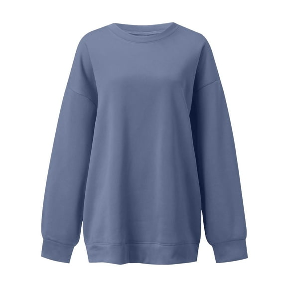 Fiaer,Loose Fit Pullover for Women,Womens Long Sleeve Oversized Crew Neck Casual Trendy Solid Spliced Sweatshirts Blue1 XXL
