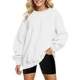 thumbnail image 1 of Fiaer,Loose Fit Pullover for Women,Womens Long Sleeve Oversized Crew Neck Casual Trendy Solid Spliced Sweatshirts White12 XL, 1 of 4