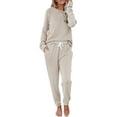 thumbnail image 1 of Fiaer,Lounge Pajamas Sets for Women,Women's Long Sleeve Plus Size Lace up Pants Sleepwear 2 Pieces,Womens Loose Fit Casual Trendy Pjs B M, 1 of 5