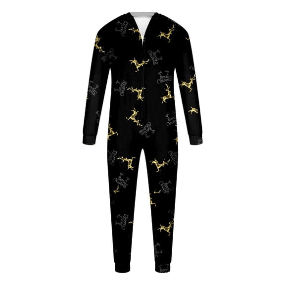 Fiaer Matching Christmas Pajamas Onesie for Family Full Zip up Loose Fit One Piece Xmas Sleepwear Long Sleeve Cute Funny Graphic Pjs Jumpsuit Loungewear Dad M