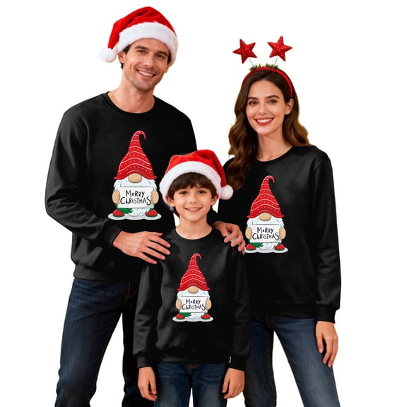 Fiaer Matching Family Merry Christmas Sweatshirts Funny Graphic Crew Neck Pullover Long Sleeve Loose Fit Casual Trendy Xmas Tops Women M