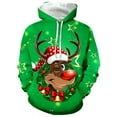 thumbnail image 1 of Fiaer Men's Hoodie Christmas Trendy Oversized Reindeer Printed Hooded Sweatshirts Long Sleeve Baggy Pocket Xmas Tops Green S, 1 of 3
