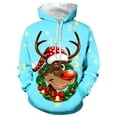 thumbnail image 1 of Fiaer Men's Hoodie Christmas Trendy Oversized Reindeer Printed Hooded Sweatshirts Long Sleeve Baggy Pocket Xmas Tops Light Blue L, 1 of 3