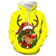 thumbnail image 1 of Fiaer Men's Hoodie Christmas Trendy Oversized Reindeer Printed Hooded Sweatshirts Long Sleeve Baggy Pocket Xmas Tops Yellow XL, 1 of 3