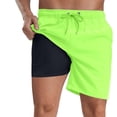 thumbnail image 1 of Fiaer Mens Swim Trunks Quick Dry Bathing Suit Inseam Board Shorts with Compression Liner and Pocket 09-Green XL, 1 of 6