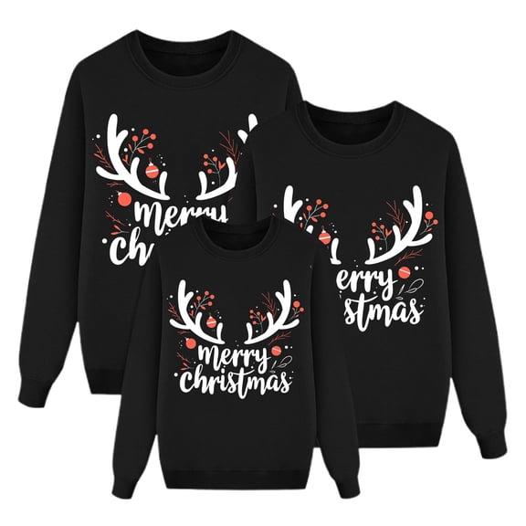 Fiaer Merry Christmas Family Sweatshirts Funny Graphic Long Sleeve Xmas Pullover Crew Neck Baggy Trendy Lightweight Comfort Holiday Tops Men XXL