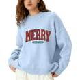 thumbnail image 1 of Fiaer Merry Christmas Sweaters for Women Thermal Trendy Oversized Warm Knitted Pullover Lined Crew Neck Long Sleeve Warm Xmas Tops Light Blue XXXXL, 1 of 5