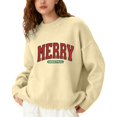 thumbnail image 1 of Fiaer Merry Christmas Sweaters for Women Thermal Trendy Oversized Warm Knitted Pullover Lined Crew Neck Long Sleeve Warm Xmas Tops Beige XXXXL, 1 of 5