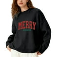 thumbnail image 1 of Fiaer Merry Christmas Sweaters for Women Thermal Trendy Oversized Warm Knitted Pullover Lined Crew Neck Long Sleeve Warm Xmas Tops Black XXL, 1 of 5