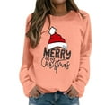 thumbnail image 1 of Fiaer Merry Christmas Sweatshirts for Women Santa Hat Plus Size Pullover Baggy Long Sleeve Trendy Crew Neck Tops Rose Gold XXL, 1 of 4