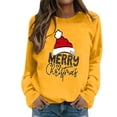 thumbnail image 1 of Fiaer Merry Christmas Sweatshirts for Women Santa Hat Plus Size Pullover Baggy Long Sleeve Trendy Crew Neck Tops Yellow S, 1 of 4