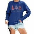 thumbnail image 1 of Fiaer Merry Christmas Sweatshirts for Women Shine Xmas Tree Graphic Crew Neck Plus Size Pullover Baggy Long Sleeve Tops Blue XL, 1 of 4