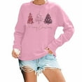 thumbnail image 1 of Fiaer Merry Christmas Sweatshirts for Women Shine Xmas Tree Graphic Crew Neck Plus Size Pullover Baggy Long Sleeve Tops Pink XL, 1 of 4