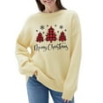 thumbnail image 1 of Fiaer Merry Christmas Tree Womens Sweater Oversized Knitted Pullover Trendy Fall Crew Neck Long Sleeve Baggy Xmas Tops Light Yellow XXXL, 1 of 6