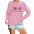 thumbnail image 1 of Fiaer Merry Christmas Women Sweatshirts Crew Neck Plus Size Xmas Pullover Long Sleeve Relaxed Trendy Holiday Tops Pink3 XL, 1 of 4