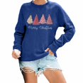 thumbnail image 1 of Fiaer Merry Christmas Women Sweatshirts Cute Xmas Tree Graphic Long Sleeve Plus Size Crew Neck Baggy Holiday Tops Blue L, 1 of 4