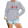 thumbnail image 1 of Fiaer Merry Christmas Women Sweatshirts Cute Xmas Tree Graphic Long Sleeve Plus Size Crew Neck Baggy Holiday Tops Light Gray M, 1 of 4