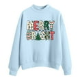thumbnail image 1 of Fiaer Merry Christmas Women Sweatshirts Trendy Crew Neck Pullover Long Sleeve Plus Size Loose Fit Casual Tops Light Blue S, 1 of 2