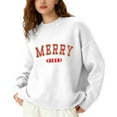 thumbnail image 1 of Fiaer Merry Christmas Women's Sweater Lined Warm Knitted Pullover Oversized Thermal Long Sleeve Loose Fit Crew Neck Warm Xmas Tops White XL, 1 of 5