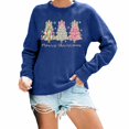 thumbnail image 1 of Fiaer Merry Christmas Womens Sweatshirts Funny Xmas Tree Graphic Plus Size Tops Crew Neck Long Sleeve Comfort Holiday Pullover Blue M, 1 of 4