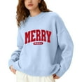 thumbnail image 1 of Fiaer Merry Womens Sweater Christmas Oversized Crew Neck Knitted Pullover Long Sleeve Loose Fit Trendy Warm Casual Xmas Tops Light Blue L, 1 of 5