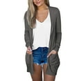 thumbnail image 1 of Fiaer Oversized Cardigan Sweaters for Women Long Sleeve Lightweight Trendy Solid Loose Basic Pocket Open Front Tops Dark Gray XXXXXL, 1 of 9