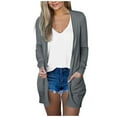 thumbnail image 1 of Fiaer Oversized Cardigan Sweaters for Women Long Sleeve Lightweight Trendy Solid Loose Basic Pocket Open Front Tops Grey L, 1 of 8