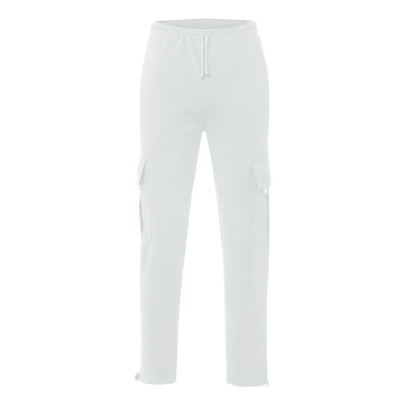 Fiaer Oversized Cargo Pants for Women Slim Fit Low Waisted Lace up Trousers Multiple Pockets Solid Color Slacks White S