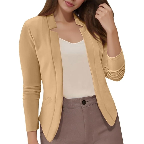 Fiaer,Oversized Dressy Blazer for Women,Womens Slim Fit Trendy Business Tops,Women's Casual Comfy Solid Color Outwear Khaki M