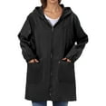 thumbnail image 1 of Fiaer,Oversized Full Zip Long Hooded Jackets for Women,Women's Windbreaker Lightweight Long Sleeve Casual Trendy Tops with Pockets Black XXXL, 1 of 5