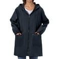 thumbnail image 1 of Fiaer,Oversized Full Zip Long Hooded Jackets for Women,Women's Windbreaker Lightweight Long Sleeve Casual Trendy Tops with Pockets Navy XXXXXXL, 1 of 5
