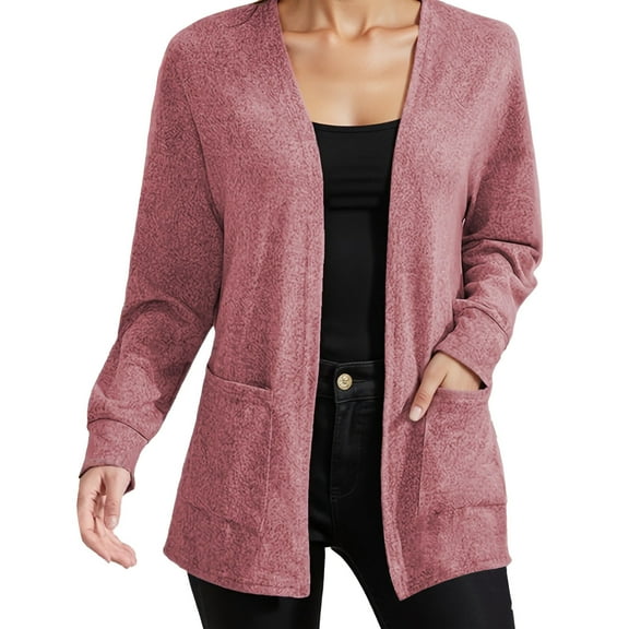 Fiaer.Oversized Long Sleeve Lightweight Cardigan for Women.Womens Loose Fit Casual Fashion Open Front Solid Color Tops with 2 Pockets RD1 XXXL