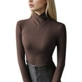 thumbnail image 1 of Fiaer.Oversized Long Sleeve Tshirts for Women.Womens Turtleneck Slim Fit T Shirts.Women's Casual Trendy Going out Tops Coffee L, 1 of 4