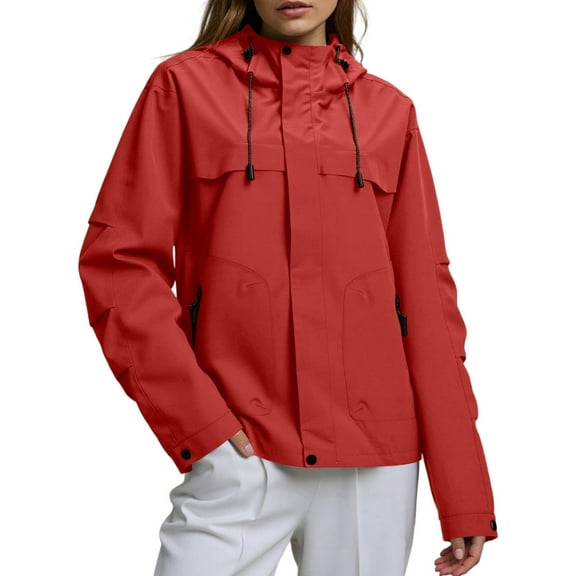 Fiaer,Oversized Softshell Jackets for Women,Womens Windproof Loose Fit Full Zip Long Sleeve Hiking Mountaineering Hooded Tops with Pockets RD1 XL