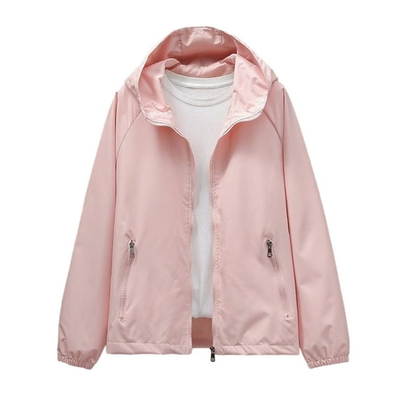 Fiaer,Oversized Windproof Jackets for Women,Women's Full Zip Baggy Hiking Tops,Womens Long Sleeve Casual Trendy Mountaineering Outerwear with Zipper Pockets Pink XL