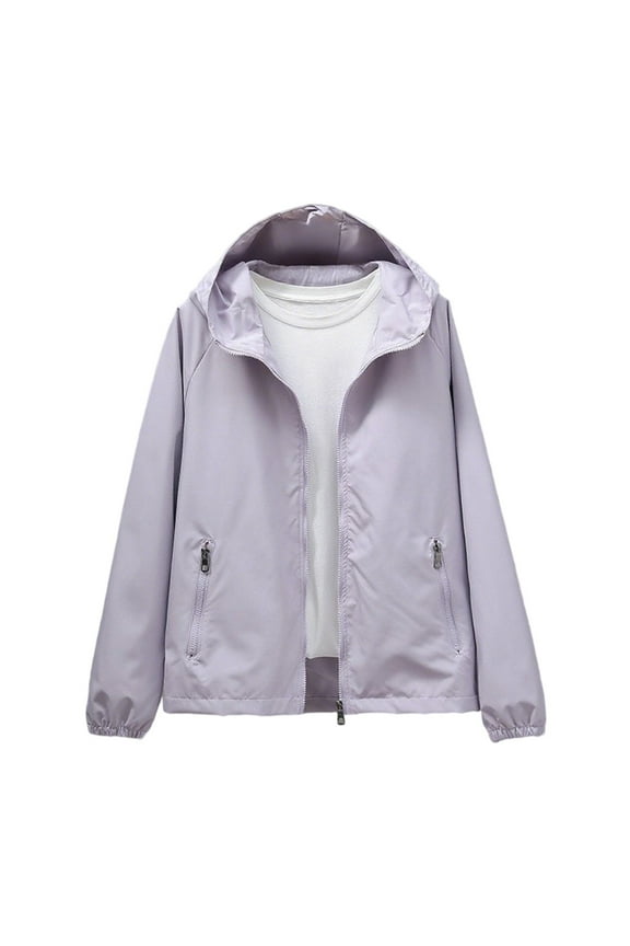 ,Oversized Windproof Jackets for Women,Women's Full Zip Baggy Hiking Tops,Womens Long Sleeve Casual Trendy Mountaineering Outerwear with Zipper Pockets Purple XL